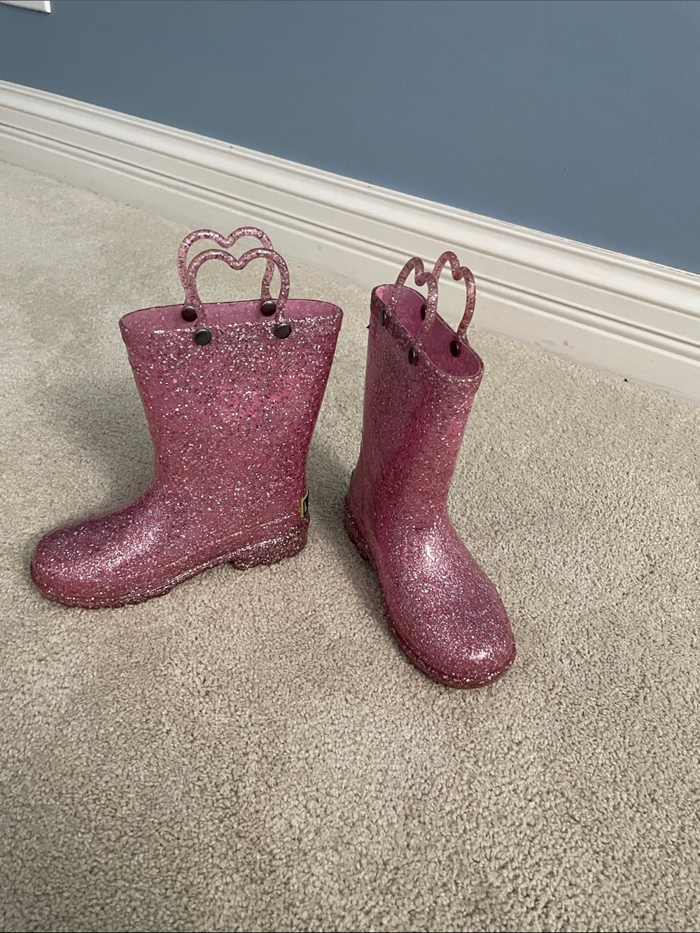 Western Chief Pink Glitter Kids Rain Boots - Picture 2 of 5
